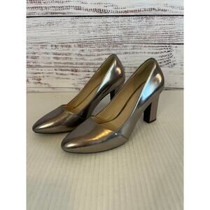 Cole Haan Kaelyn Pump Metallic Silver Block Heel Size 8